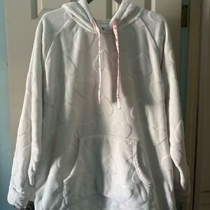 H&M White Hoodie Sweater with Pink Accents